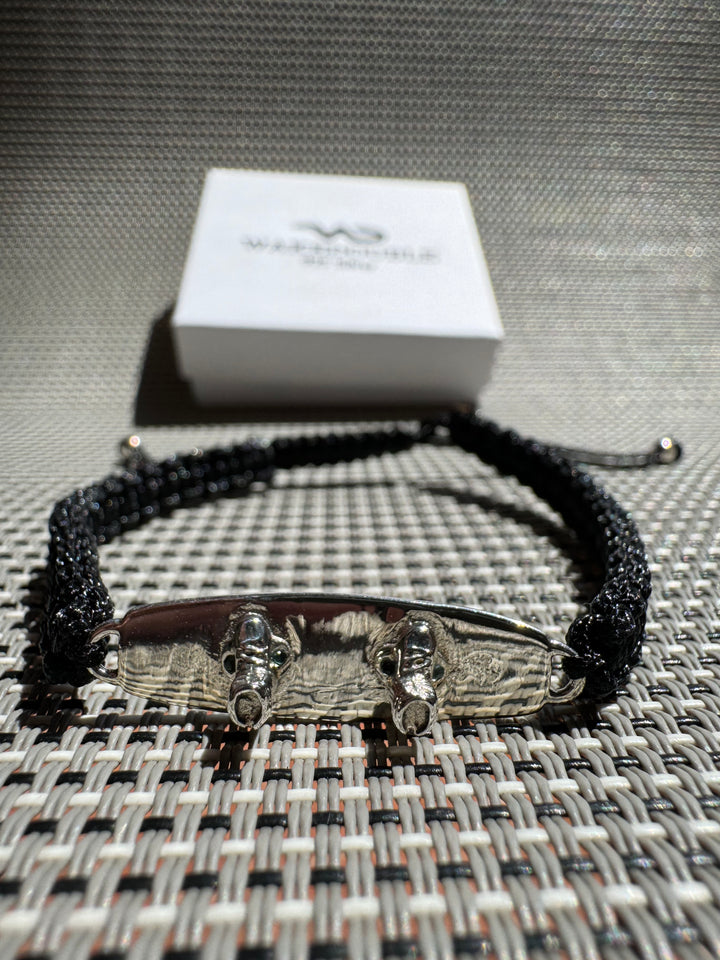 Sterling Silver Wakeboard Bracelet Thick Black