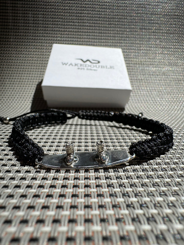 Sterling Silver Wakeboard Bracelet Thick Black