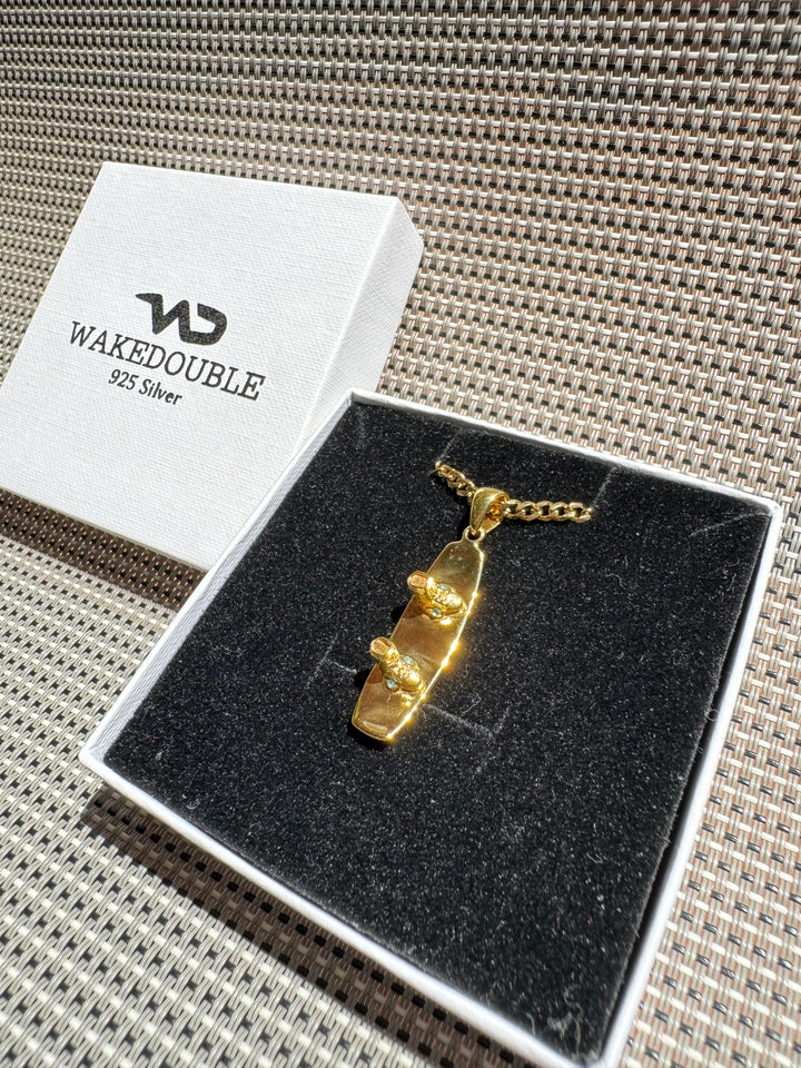 14k Gold Edition Wakeboard Pendant & Earrings w/ Gold Chain
