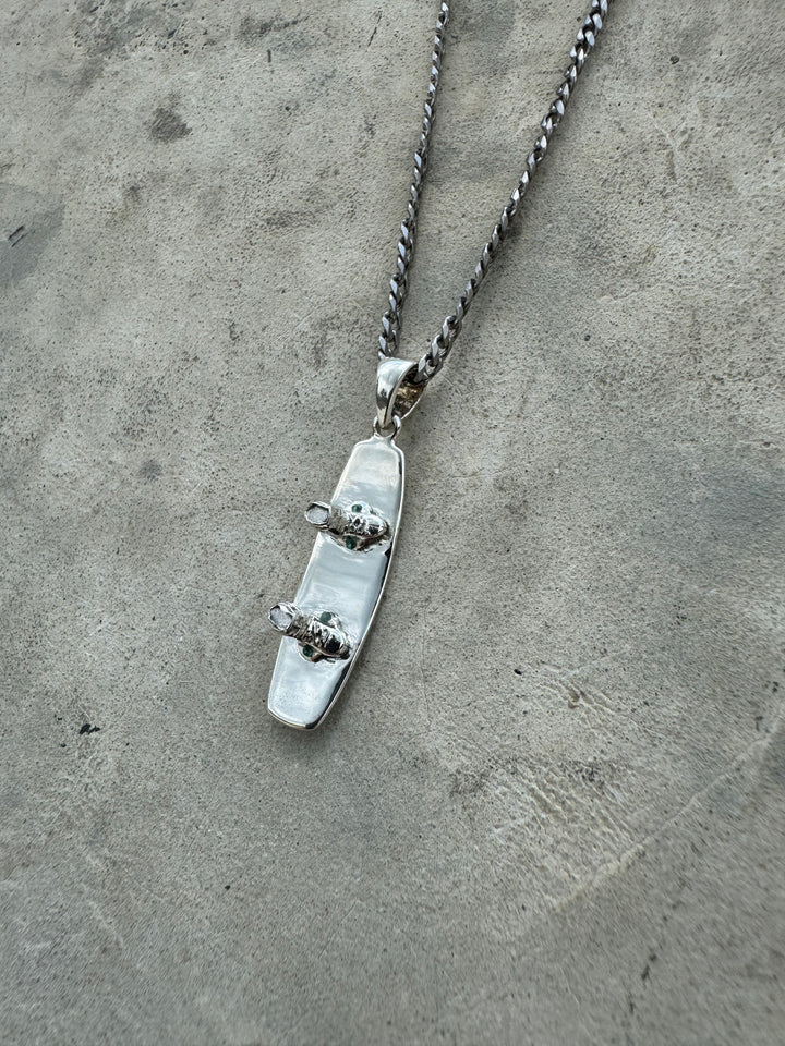 Personalized Sterling Silver Wakeboard Pendant