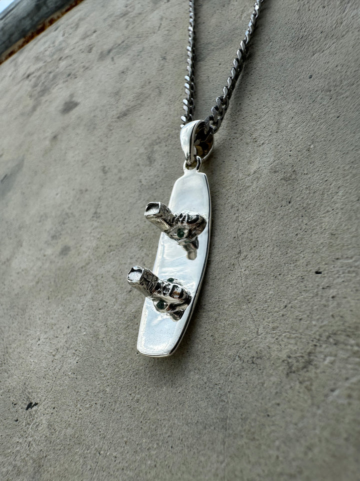 Personalized Sterling Silver Wakeboard Pendant