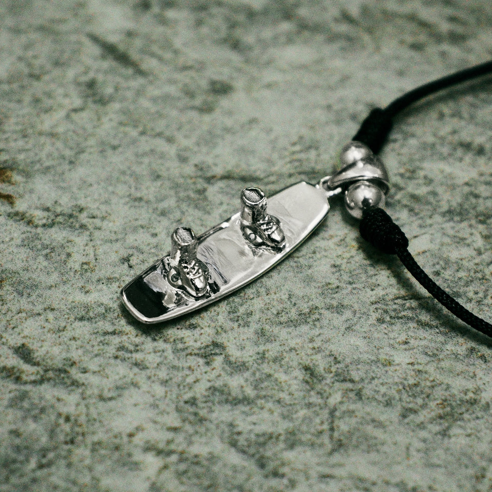 Sterling Silver Wakeboard Pendant Black