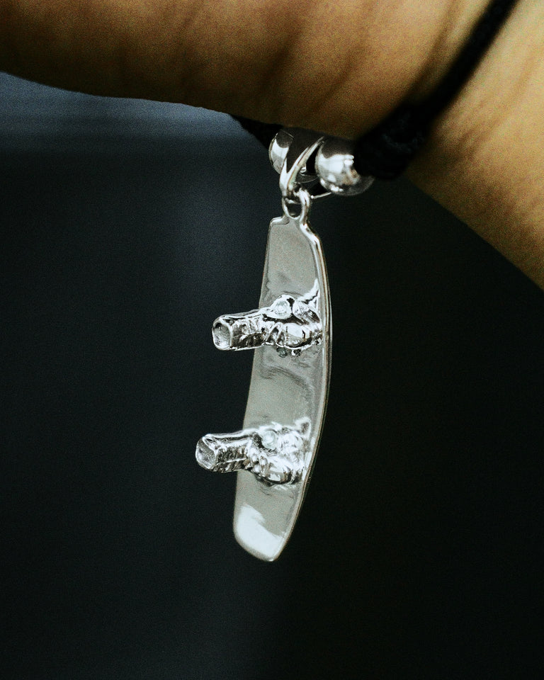 Sterling Silver Wakeboard Pendant Black