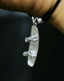 Sterling Silver Wakeboard Pendant Black
