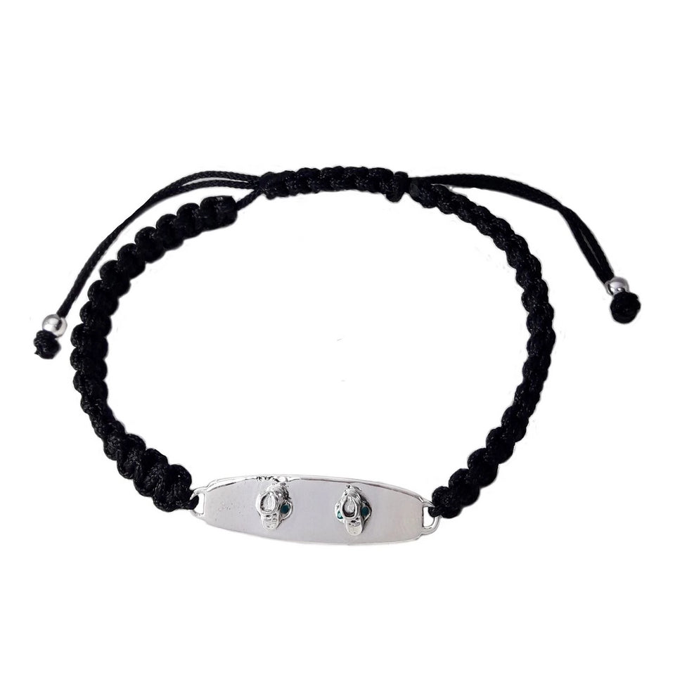 Sterling Silver Wakeboard Bracelet Thick Black