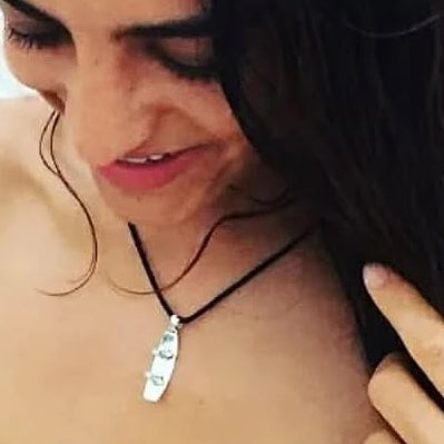 Sterling Silver Wakeboard Pendant Black