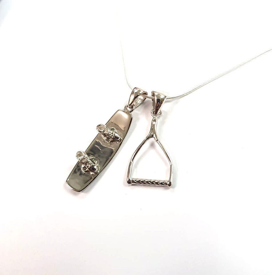 Sterling Silver Wakeboard Pendant & Handle Pendant Bundle