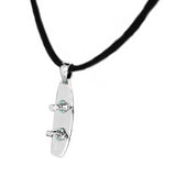 Sterling Silver Wakeboard Pendant Black